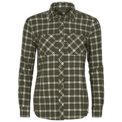 Chemise en Flanelle à Carreaux pour Femme Kaki Blanc Felicia Pinewood