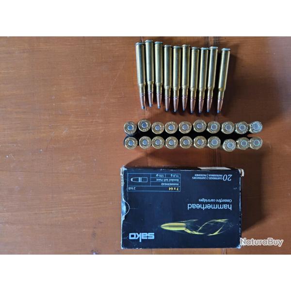 Lot de 30 cartouches SAKO 7/64 HAMMERHEAD 11gr 170grains