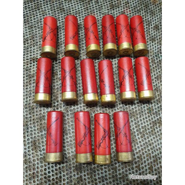 lot de 16 cartouches cal 12  douilles carton REY FRERES de l'armurerie CHARRET  TOURS