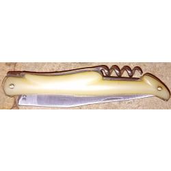 Ancien beau couteau Laguiole FRANCE double fonction Mouche forgée Manche en corne