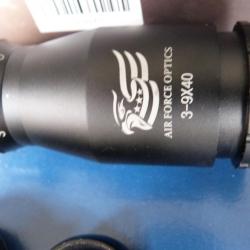Vend lunette de tir Air force Optics 3-9x40 Réticule duplex + colliers montage fixe d 25,4