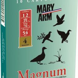 CARTOUCHES MARY ARM MAGNUM calibre 12/76 54G Bourre Jupe n°6 laitonné x10