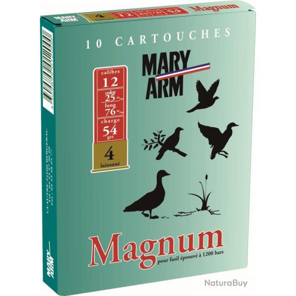 CARTOUCHES MARY ARM MAGNUM calibre 12/76 54G Bourre Jupe n6 laitonn x10