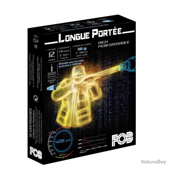 CARTOUCHE FOB LONGUE PORTEE calibre 12/70 38G n°1 bourre jupe x10