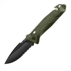 Couteau CAC Serration PA6 Fabriqué en France - TB Outdoor Vert armée