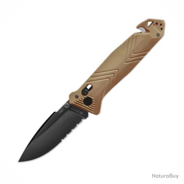 Couteau CAC Serration PA6 Fabriqu en France - TB Outdoor Coyote