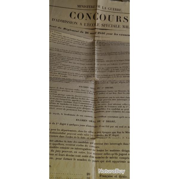PLACARD ECOLE SPECIALE MILITAIRE 1846
