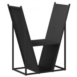 Portant bois chauffage noir 69,5x35x81 cm acier laminé froid pratique rangement intérieur