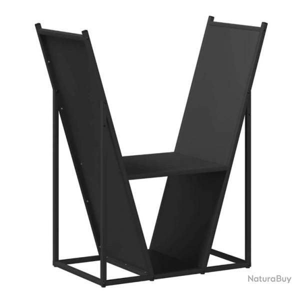 Portant bois chauffage noir 69,5x35x81 cm acier lamin froid pratique rangement intrieur