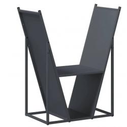 Portant bois chauffage anthracite 69,5x35x81 cm acier laminé froid pratique rangement intérieur