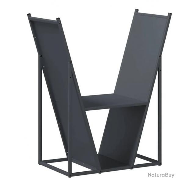 Portant bois chauffage anthracite 69,5x35x81 cm acier lamin froid pratique rangement intrieur