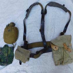 ARMEE SOVIETIQUE URSS : ENSEMBLE BRELAGE CEINTURON GOURDE POUCHS