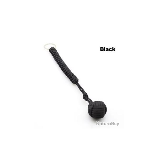 Porte-cls de dfense "monkey fist" - noir LIVRAISON GRATUITE