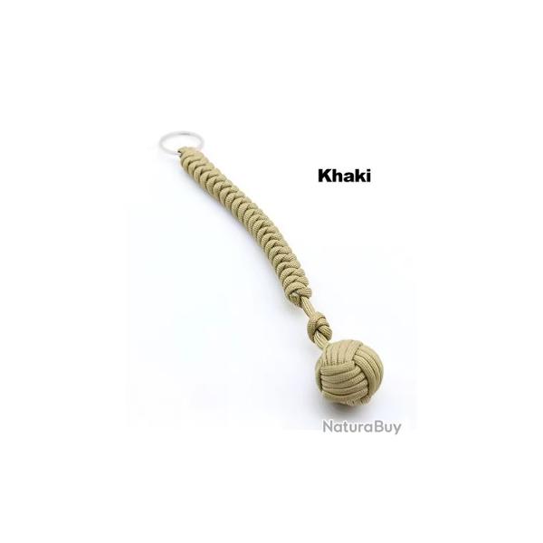 Porte-cls de dfense "monkey fist" - kaki LIVRAISON GRATUITE