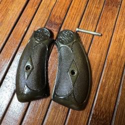 PAIRE PLAQUETTES DE CROSSE COMPLÈTE AVEC VISSERIE ORIGINALE SMITH & WESSON 38 TOP BREAK