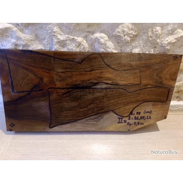 EBAUCHE - MAQUETTE DE CROSSE DE FUSIL POUR 2 CROSSES EN PAIRE - NOYER FRANCAIS