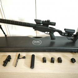 Fusil Ruger precision Rimfire 22LR, lunette 3-10X42, bipied, silencieux, 3 Chargeurs et mallette