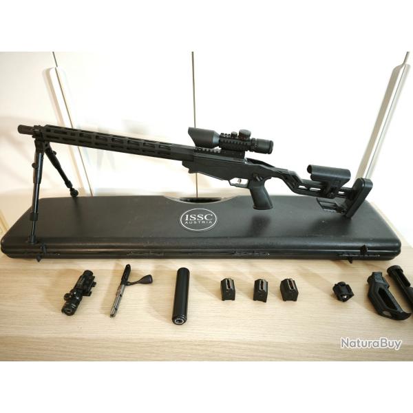Fusil Ruger precision Rimfire 22LR, lunette 3-10X42, bipied, silencieux, 3 Chargeurs et mallette