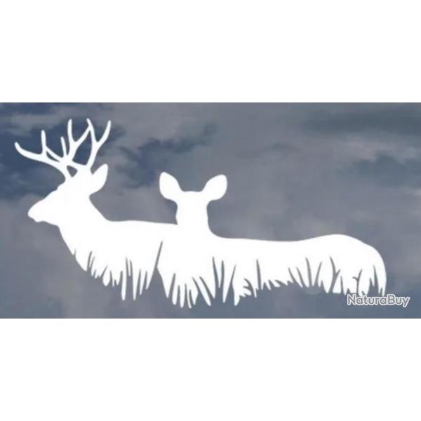 1 x Autocollants.1Euro sans rserve motif cerfs biche   pose voiture verre plastique noir ou blanc