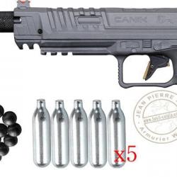 Pistolet CO2 à balles de caoutchouc CANiK SFx RIVAL Cal.50 (18 Joules) Competition (Gris/Doré)