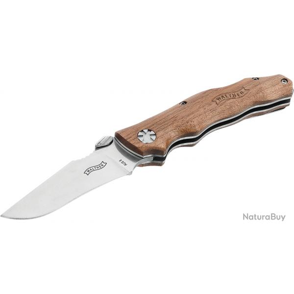 Couteau Walther AFW 2 lame spearpoint en acier AUS 8 finition satine 72mm +tui