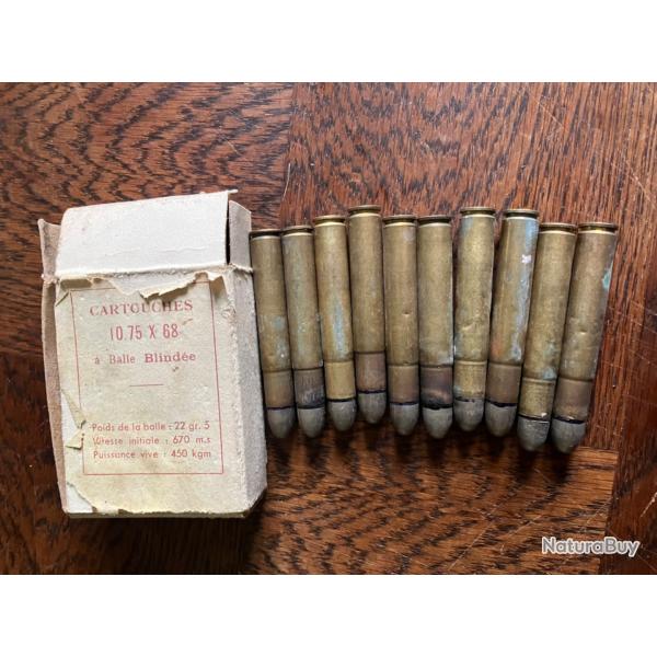 Lot de 10 munitions 10.75x68