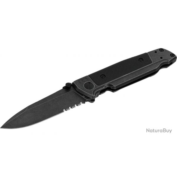 Couteau Walther Q5 SF-FOLDER SERRATED lame spearpoint en acier D2 revtement Blackwash 90mm