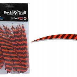 PLUME NATURELLE PARABOLIQUE 5" - LW GAUCHE - ORANGE Tigré (par 6)
