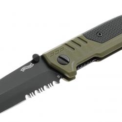 Couteau Walther PDP TANTO-OD GREEN SERRATED lame en acier D2 92mm