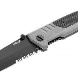 Couteau Walther PDP TANTO-TUNSGTEN GRAY SERRATED lame en acier D2 92mm