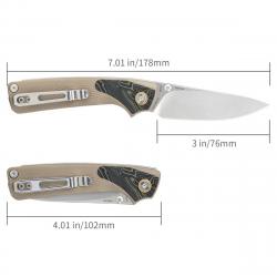 Couteau SRM Dome 106M-GW Lame Acier 14C28N Manche G-10 Desert Slip Joint Clip SRM106MGW