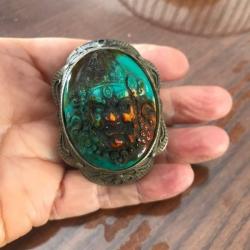 Vintage - boucle ceinture bouddha turquoise protecteur Khamalaha turquoise estampille