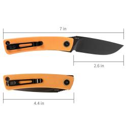 Couteau SRM Air 105M-GJ Orange Lame Acier 14C28N Manche G10 Liner Lock IKBS Clip SRM105MGJ