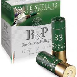 CARTOUCHE B&P valle steel 33 magnum extra Velocity calibre 12/76 bourre jupe 33g n°5 x25