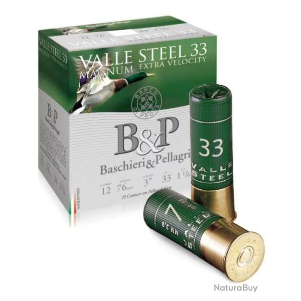 CARTOUCHE B&P valle steel 33 magnum extra Velocity calibre 12/76 bourre jupe 33g n5 x25