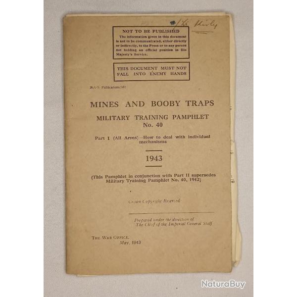 Manuel US entrainement mines et pièges 1943 WW2