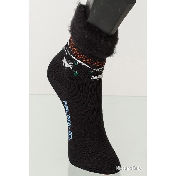 Chaussettes femme et homme chaudes laine polaire cocoon thermotherapie et pieds sensibles noir  34/3