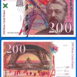France 200 Francs 1996 Serie B Gustave Eiffel Tour Billet Franc