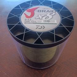 J-Braid X 8 1500 M Verte Daiwa  Ø 0.42 mm / PE 8.0 / 46.5 Kg / 103 Lbs