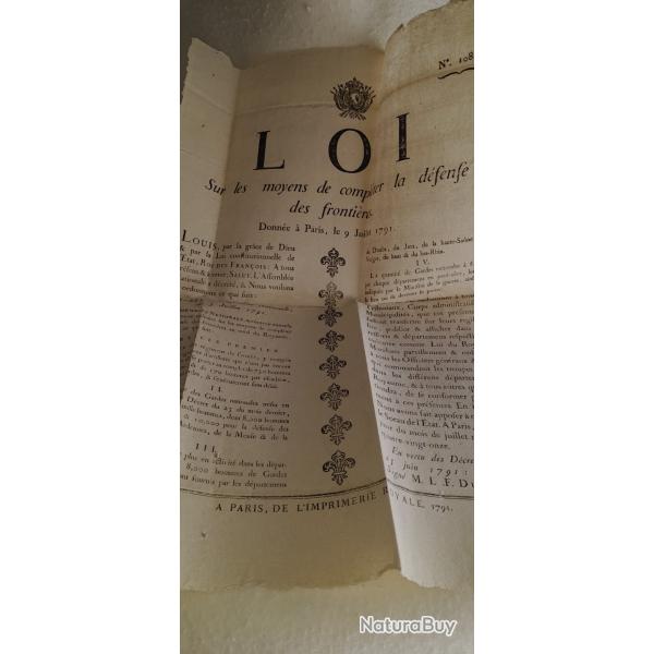 PLACARD DEFENSE DES FRONTIERES 1791