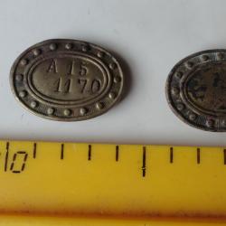 Rare plaques d'identité pour chevaux en 14/18 ..lot de 2