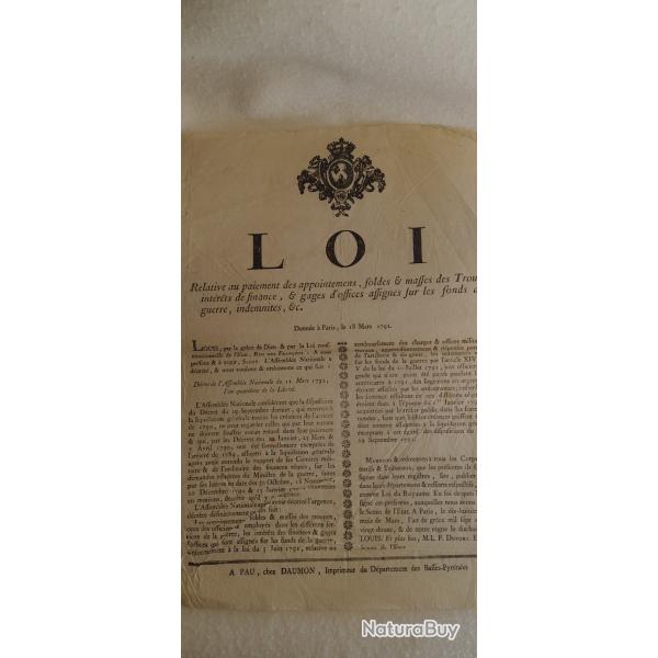 PLACARD SOLDE TROUPE 1792