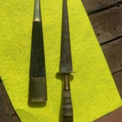stylet corse manche en empillement de corne et laiton 29.8 cm