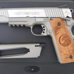 Pistolet Colt 1911 Rail Gun Blowback Stainless Silver Co2 Full Métal "NEUF" + 2 chargeurs
