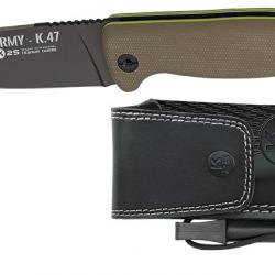 Couteau de poche tactique K25 K.47 avec étui en cuir