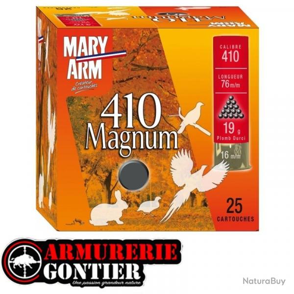 Cartouches MARY ARM 410 magnum Calibre 36/76 19grs N7.5 bourre rversible