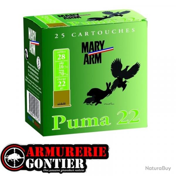 Cartouches MARY ARM PUMA 22 calibre 28/70 N4 22g bourre  jupe