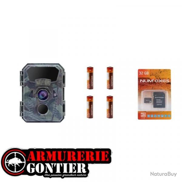 NUM'AXES - Pack Pige photographique PIE1066 + 4 piles AA LR6 + carte mmoire 32 Gb