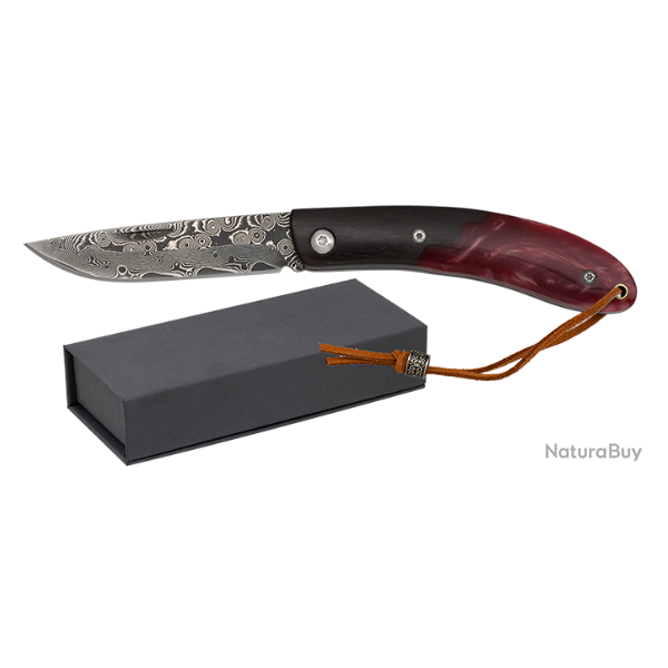 Albainox 18997 Couteau pliant - manche bois noir / rsine rouge