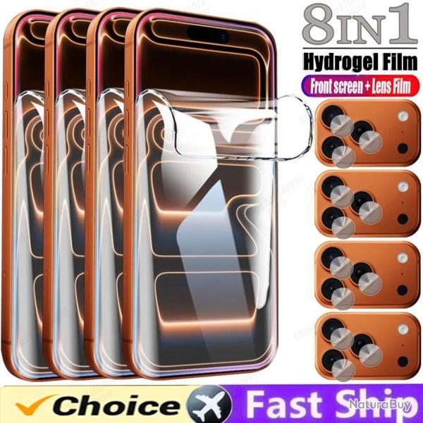 4 Film Hydrogel Protection Ecran pour iPhone, Smartphone: iPhone 16 Pro Max
